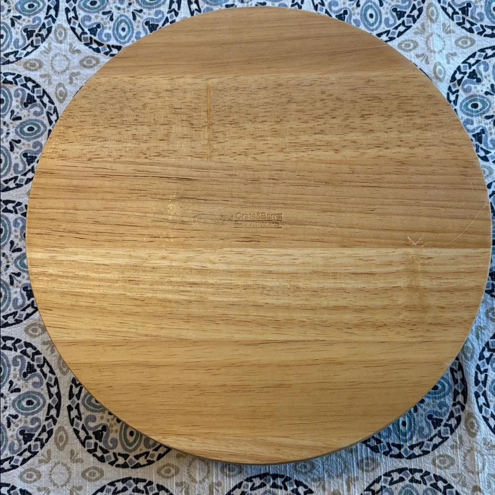 Crate&Barrel Wood Chip and Dip Bowl with Ceramic Bowl